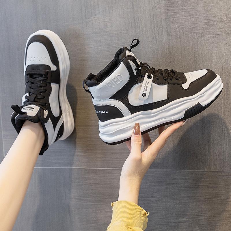 Женские высокие туфли, осенне-зимние, универсальные, из натуральной кожи, с толстой подошвой, с флисовой подкладкой, с теплой распущенной подошвой, повседневные спортивные туфли белого цвета