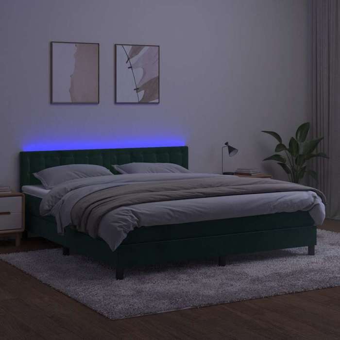 Maison Exclusive - Sommier à lattes de lit matelas et LED Vert foncé 160x200 cm