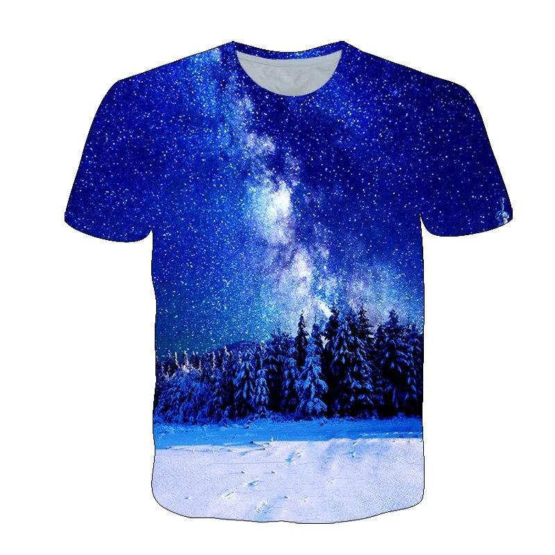 Летняя красивая мужская футболка со звездным небом, новые интересные футболки с рисунком космической туманности, модная дышащая футболка с 3D принтом, топ
