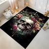 Floral Skull Print Carpet with Roses and Vintage Artistic Style Design Suitable for use as an anti-slip for living room bedroom sofas