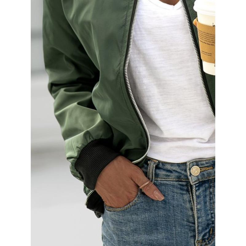 YYFS Женская мода повседневная однотонная принтованная куртка и пальто с длинным рукавом и круглым вырезом на осень-зиму