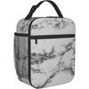 Lunch Box Insulated Lunch Bag for Women Men White Marble Black Texture Reusable Cooler Tote Bags for Work Picnic Outdoor
