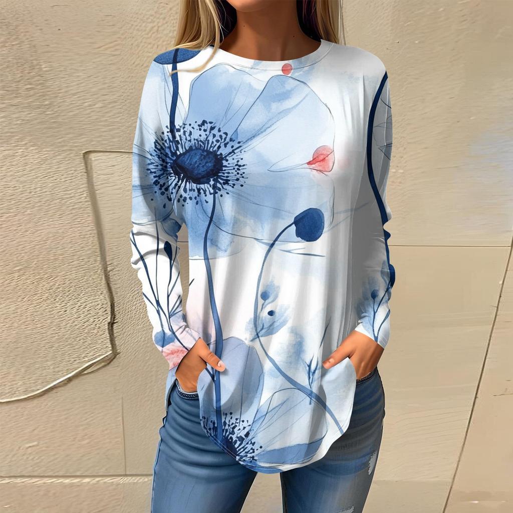 Женская мода с длинным рукавом и круглым вырезом, винтажный асимметричный пуловер