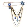 [Q1040] - Golden Blue 'Acapulco' Designer Brooch - 100x80 Mm