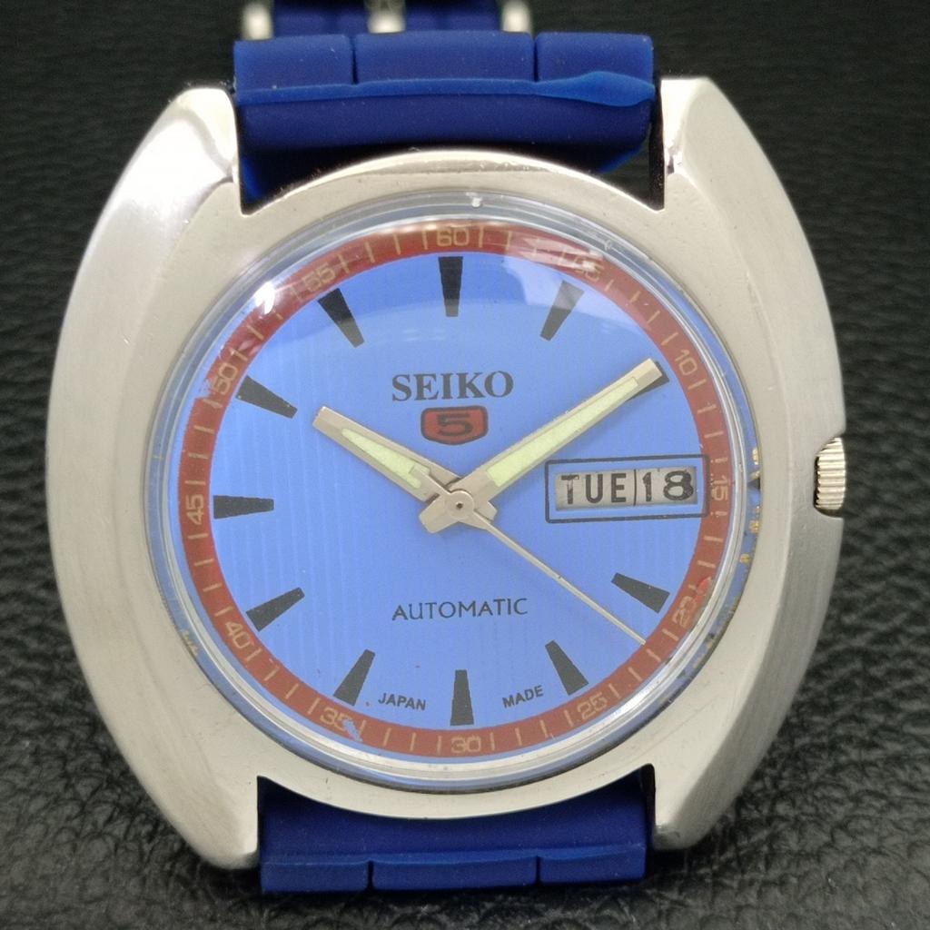 Б/У винтажные мужские часы SEIKO 5 AUTOMATIC 7006A из Японии с синим циферблатом a433675-2