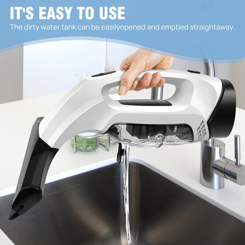 Window Vacuum Squeegee Cordless 2000Pa Electric Window Cleaner Tool with 2200mAh 150ml Water Collection Tank Window Cleaning Kit
