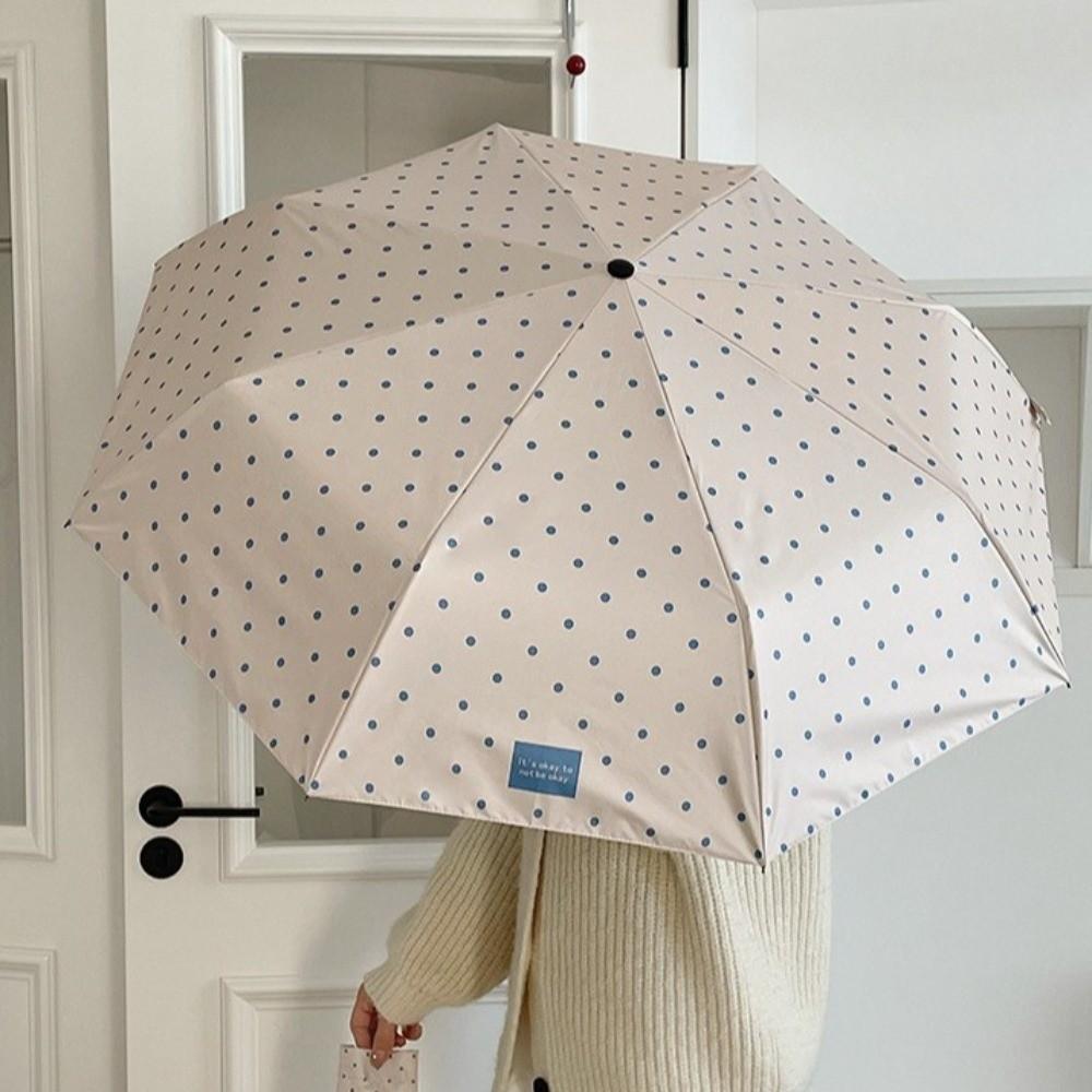 U-Shaped Handle Polka Dot Umbrella 8-Rib Manual Sun Umbrella Travel Rain Umbrella  Outdoor