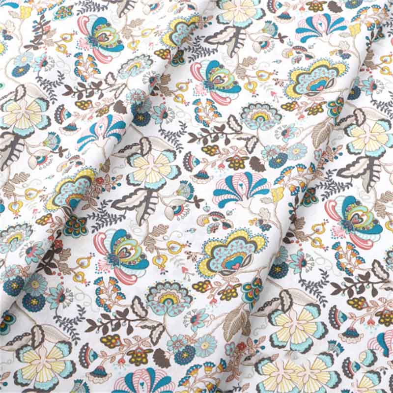 Fresh Printed Light and Thin Skin Friendly Handmade DIY Rich Colors Pure Cotton Floral Print Poplin Fabric Fabric Breathable