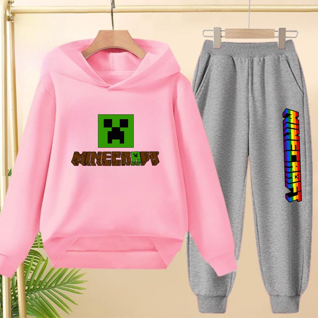 Kids Game Spring Autumn Hoodie Casual Pullover Sportshirt Top+Pants Two-Piece Boys Girls 3-12Yrs Clothes Leisure Coat Sports Set