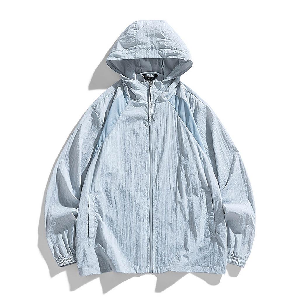 Летняя унисекс модная однотонная тонкая куртка на молнии с капюшоном и солнцезащитным козырьком