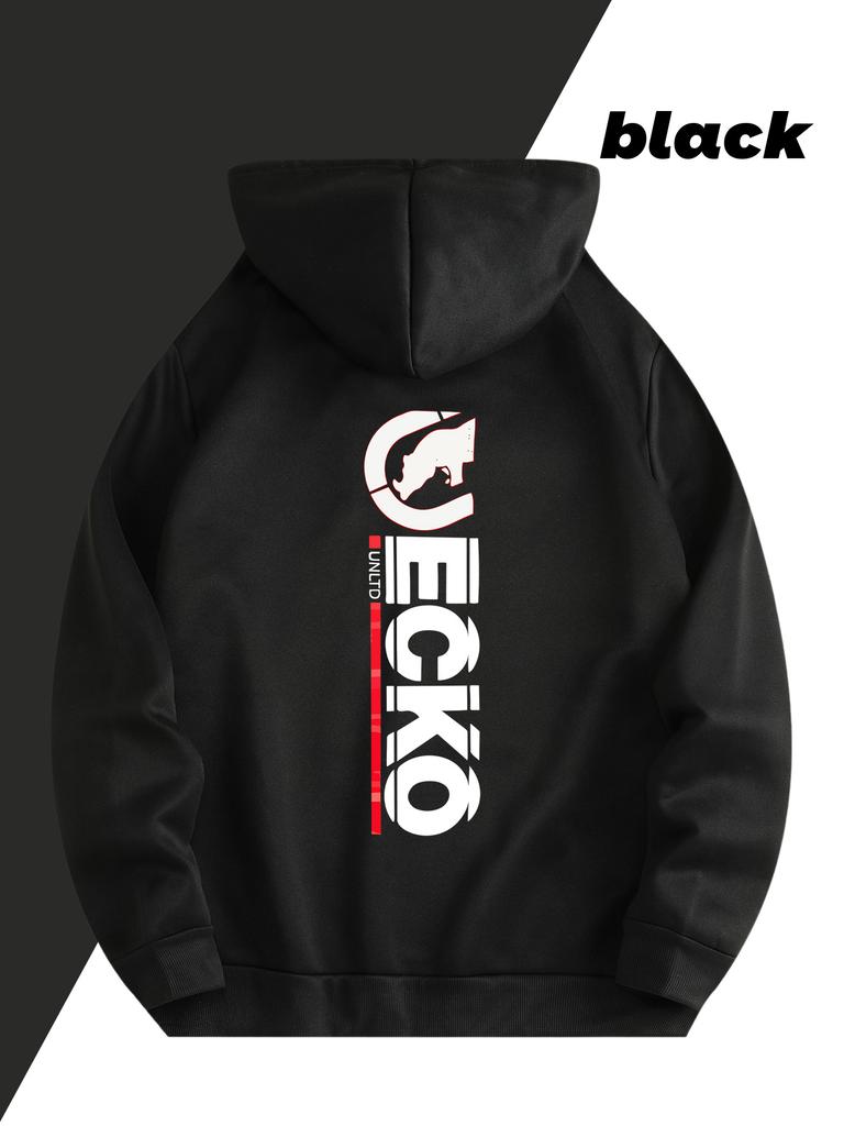 Модная спортивная толстовка Универсальная повседневная с капюшоном на шнурке Принт ECKO Топ с передним карманом-кенгуру Подарок-сюрприз Мужчины