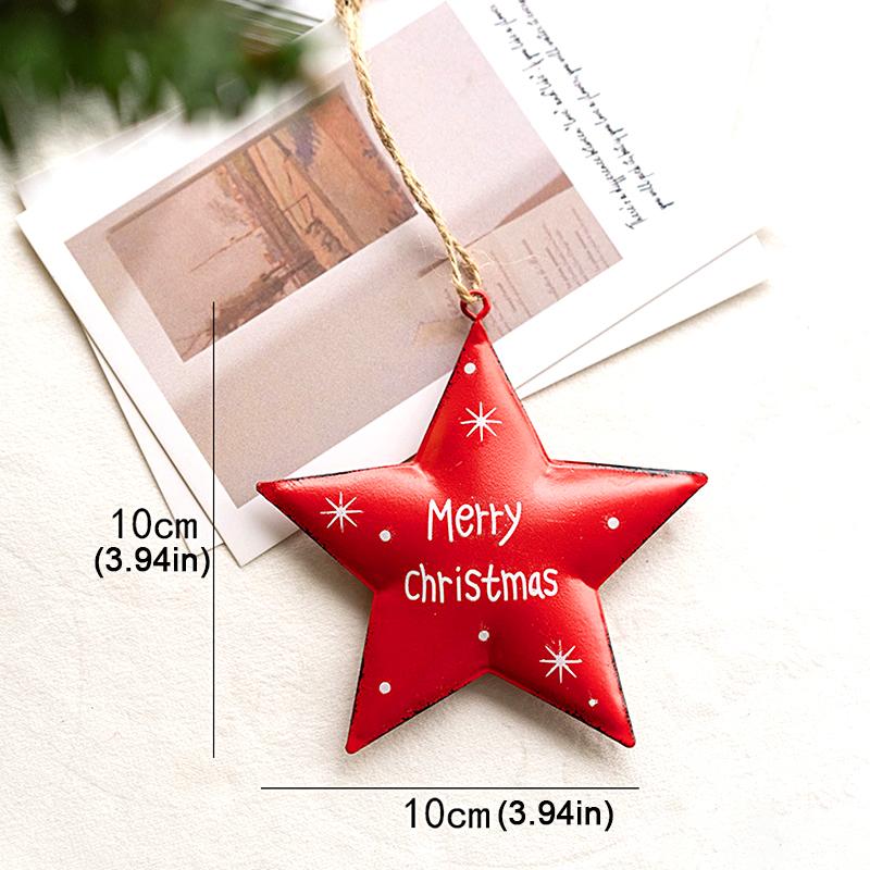 1pc Xmas Ornaments Iron Pendant Star Bell Box Gift Christmas Tree 2023 Hanging New Year
