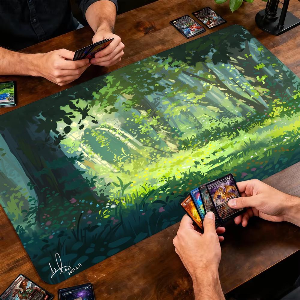 Green Forest Dappled Sunlight Nature Landscape Gaming Mouse Pad Non Slip Rubber Stitched Edge Large Keyboard Desk Mat playmat