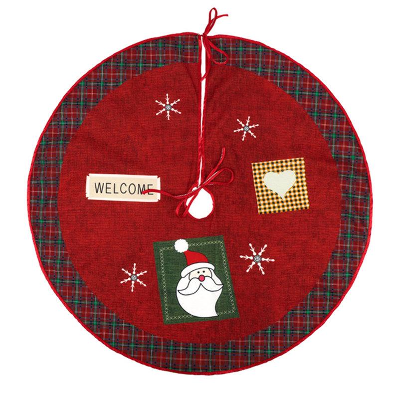 60/70/90Cm Christmas Tree Skirt Red Christmas Tree Foot Cover Santa Claus Snowflake Christmas Tree Carpet Base Mat Decorations