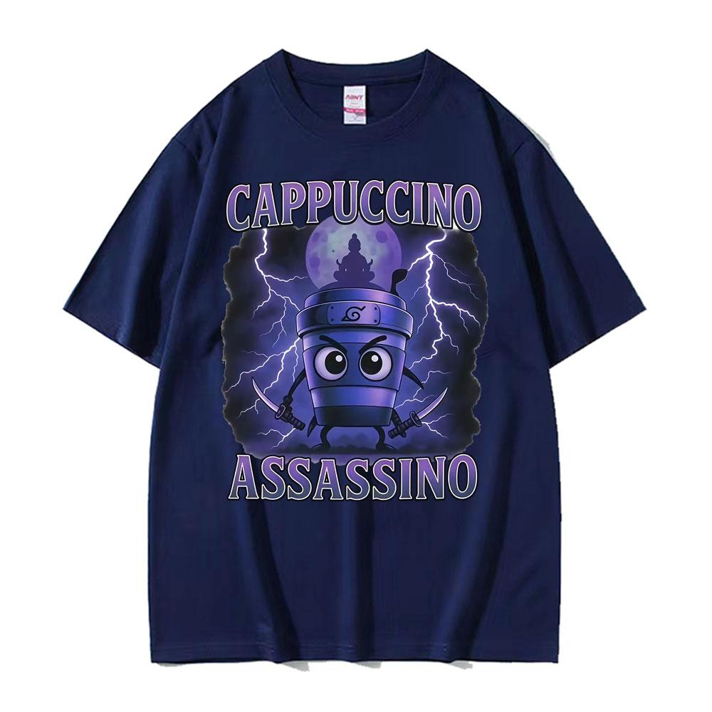 Cappuccino Assassino Funny Italian Brainrot Meme T Shirts Unisex Harajuku Y2k Humor Oversized Tshirt Unisex Comfort Cotton T Shirt