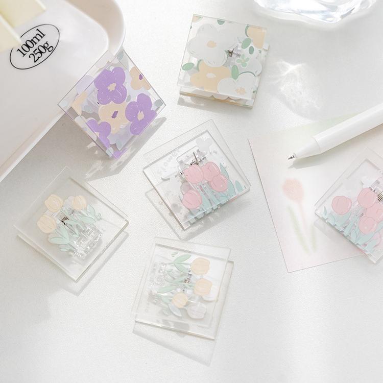 1 Pc Scrapbook Paper Clips Fashion Transparent Gradient Color Non-sticky Memo Pad Clip Cute Star Heart Style Snack Seal Clip