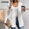 Autumn and Winter Women's Hollow Solid Colour Home Leisure Temperament Commuter Knitted Long-sleeved Cardigan Jacket
