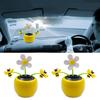 Creative Plastic Solar Power Flower Car Ornament Flip Flap Pot Swing Kids Toy