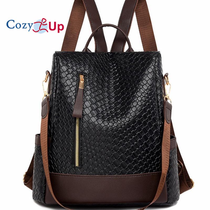 Уютный противоугонный рюкзак из искусственной кожи большой вместимости в стиле ретро, ​​минималистичный женский рюкзак для путешествий