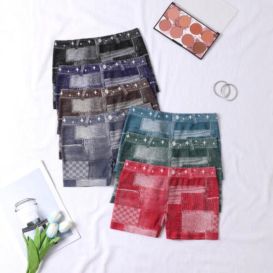 Женские шорты Эластичные Облегающие Имитация Денима Нижние Шорты Бесшовные Идеальный Изгиб Тела