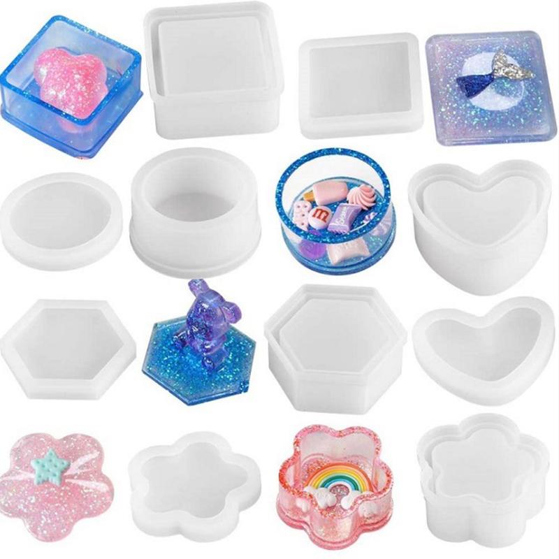 Heart Shape Resin Silicone Mold Hexagon Storage Box Mold Diy Table Jewelry Box