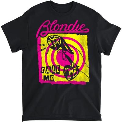 Женская футболка Blondie Call Me, разноцветная, винтажная, с V-образным вырезом, топ-майка, с длинным рукавом, толстовка, худи. Мужчины, женщины, дети. Сделано в Канаде. Черный