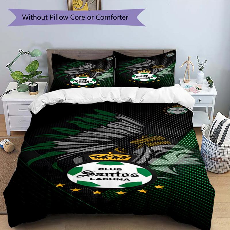 3pcs Duvet Cover Set (1*Duvet Cover + 2*Pillowcase, Without Core), Club Santos Laguna Print Bedding Set, Bedroom Decor, All‑Season, Birthday Gift