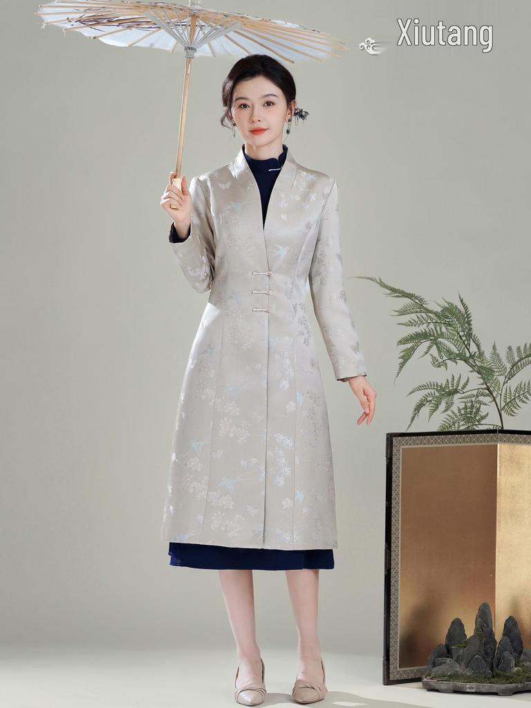 Showguan Tang 2025 Autumn/Winter Retro Chinese Cheongsam Windbreaker Coat