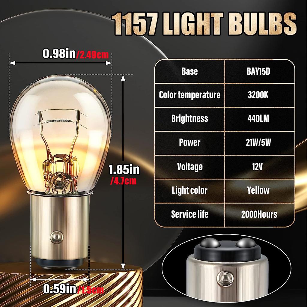 10PCS 12V 1157 Bulb Brake Light Bulbs Flat Feet Twin Filament Turn Signal Bulb Replacement For Marker Tail Running Parking Bulbs 7