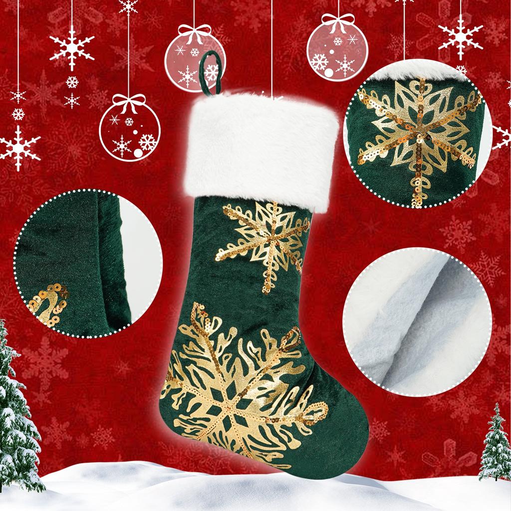 Christmas Decorations Christmas Stockings Gold Stamped Embroidery Candy Stockings 18 Inches