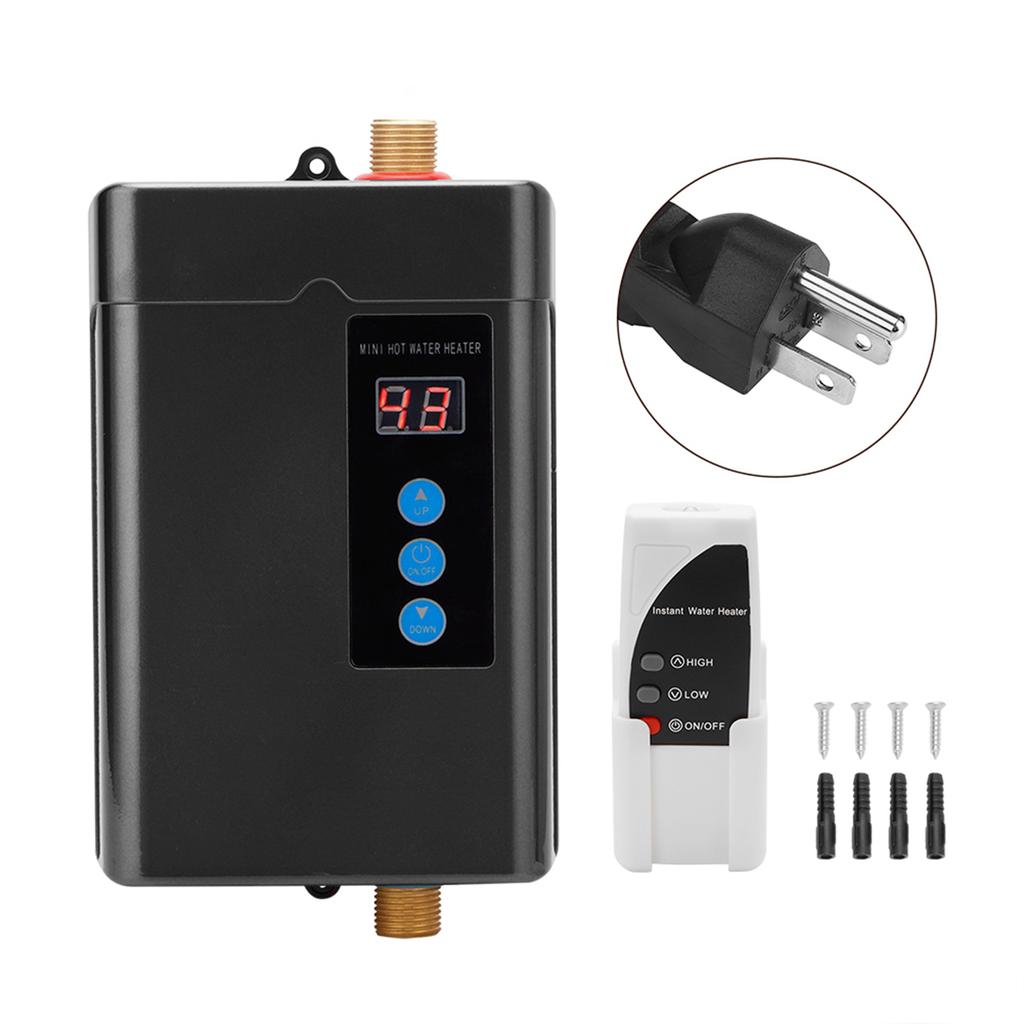 Household Mini Electric Water Heater Instant Tankless Water Heater Heating MachineBlack US Plug