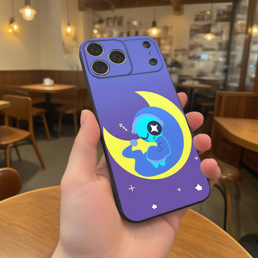 Чехол для телефона Dandys World Astro для iPhone 17,16,15,14,13,12,11,Pro,XS,Max,XR,Plus,E,SE4,Mini Черный Мягкий Чехол