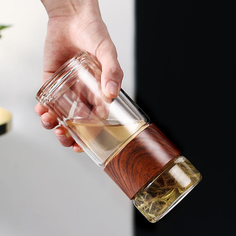 Высококачественная двойная стеклянная бутылка для воды с чехлом, бутылка для чая, заварочный стакан, бутылка для воды, экологически чистая