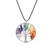 Natural Gemstone 7 Chakra Healing Tree of Life Pendant Necklace Charming