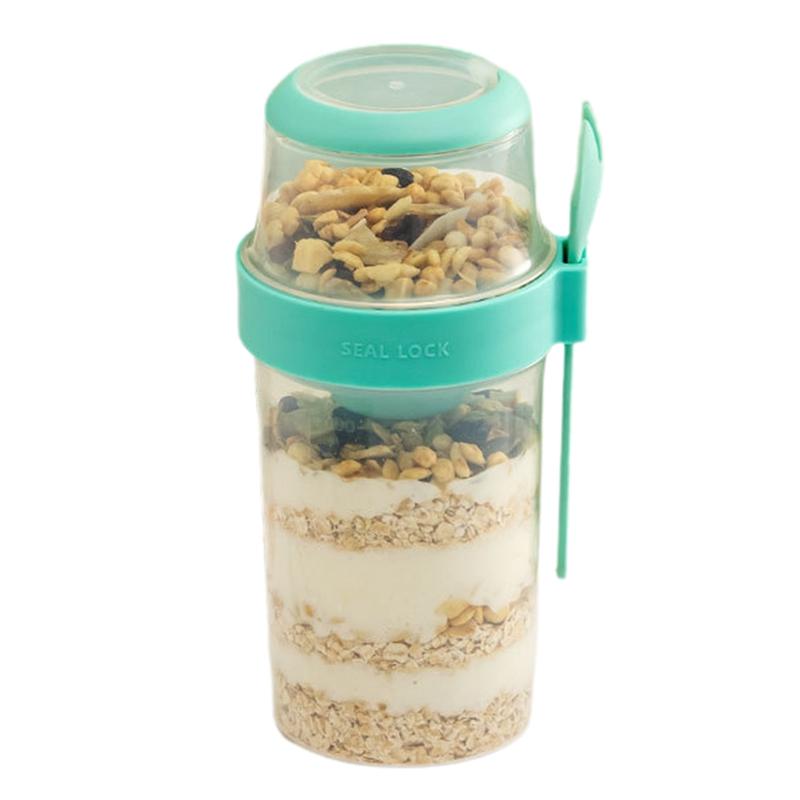 1 шт., чашка для завтрака, фруктов, овсянки, йогурта, салата с крышкой и ложкой, двухслойная коробка для хранения еды, коробка для бенто, коническая чаша для фитнеса с пониженным содержанием жира