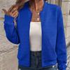 Autumn Winter Solid Color Zipper Jacket Baseball Collar Casual Coat for Women Long Sleeve Jackets & Coats