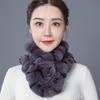 Меховой шарф зимний теплый утолщенный двусторонний шерстяной шарф с оборками по краю деревянные ушки женский меховой воротник