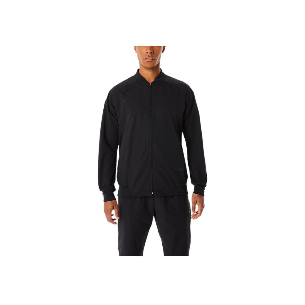 Asics Solid Color V-Neck Zip Long Sleeve Jacket Men Jackets Black 2031D757-001