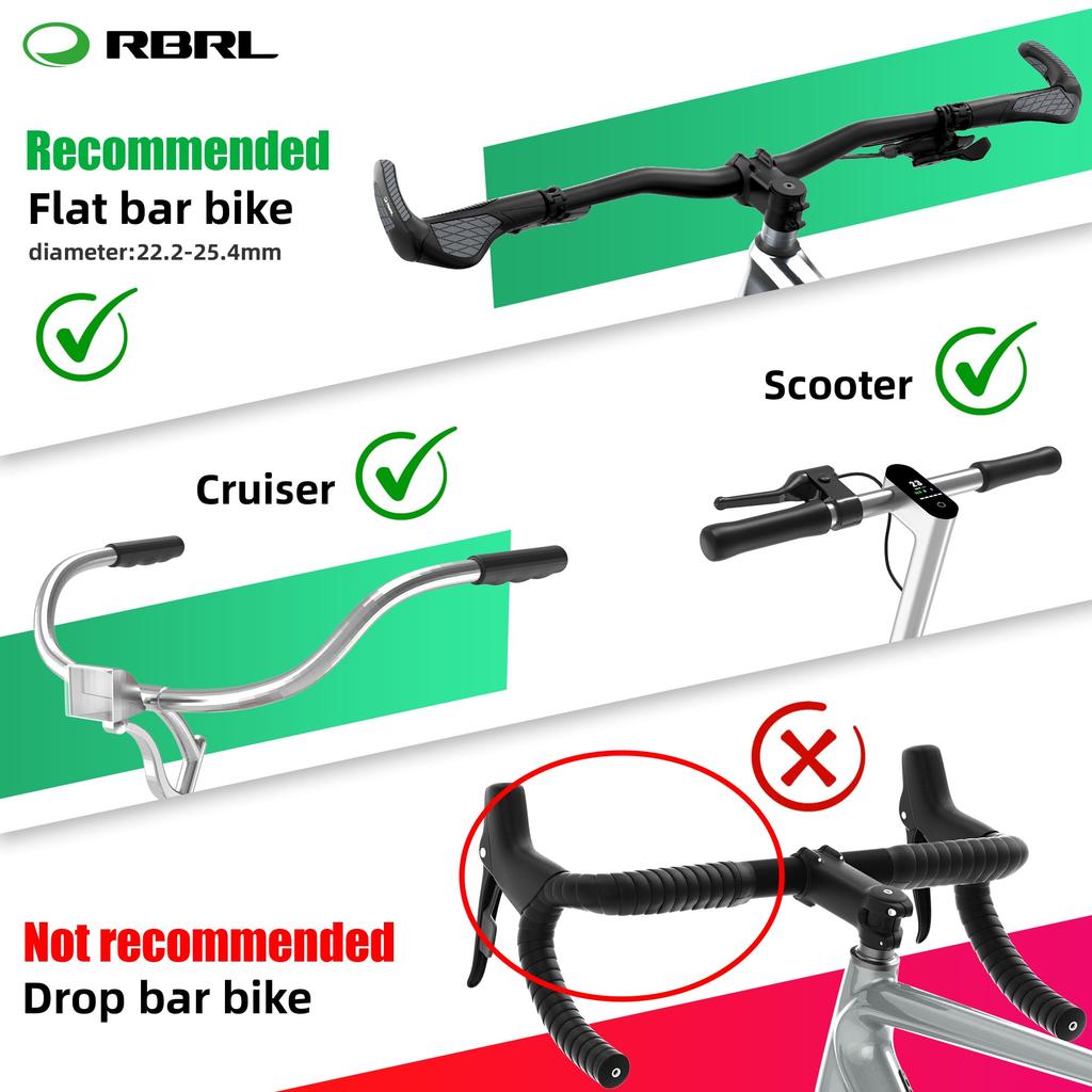 RBRL Folding Aluminum Alloy Bicycle Handlebar and HD Glass Electric Bicycle Rearview Mirror Mirror, Mount, Anti-Vibration Shatter-Resistant,