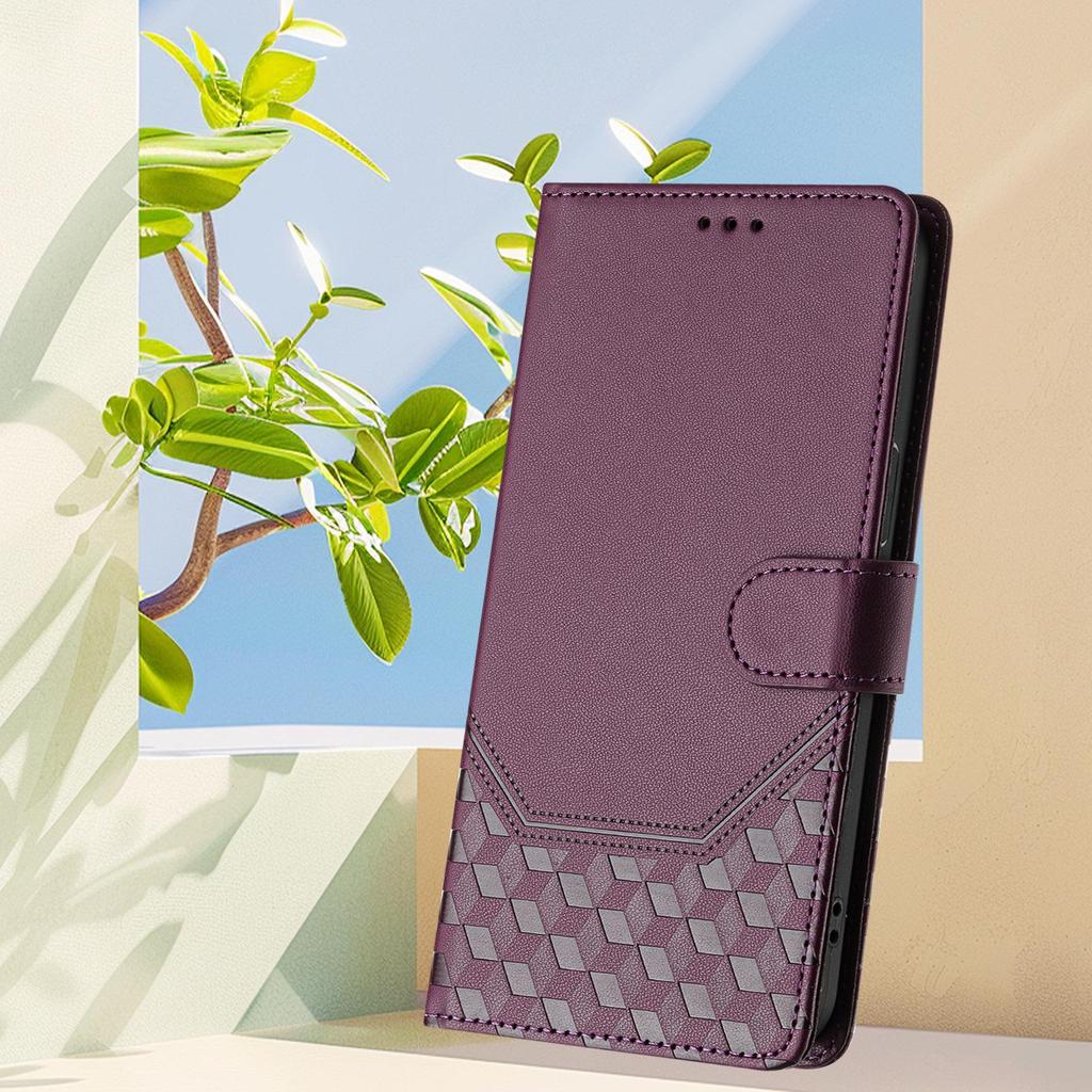 Чехол-книжка Sharp Aquos R11 с сотовой текстурой из кожи и держателем для карт