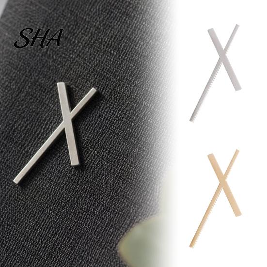 Double-bar Crossed Brooch 2Pcs Men Suit Brooch, X-Shaped Lapel Pin with Safety Pin, Zinc Oxidization Resistant Alloy Electroplated Metal Badge