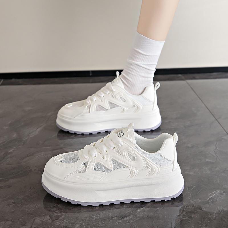 CRLAYDK женские кружевные летние дышащие туфли на платформе модные прогулочные кроссовки для скейтбординга увеличивающие рост повседневные теннисные туфли на шнуровке