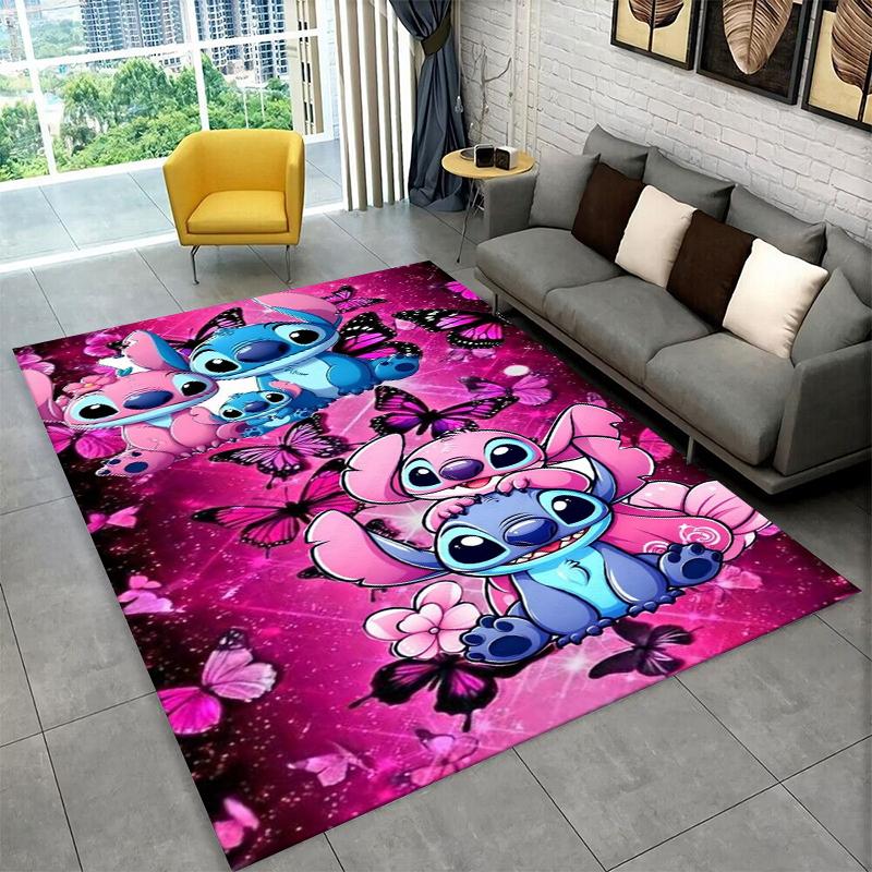Cute S-Stitch Cartoon Non-Slip Area Rug for Living Room,Bedroom,Playroom,Soft Carpet Floor Mat Home Decor Rug Kids Room Gift