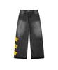 ESCAPEFROM Escf People Print Banded Washed Denim Pants Black Denim