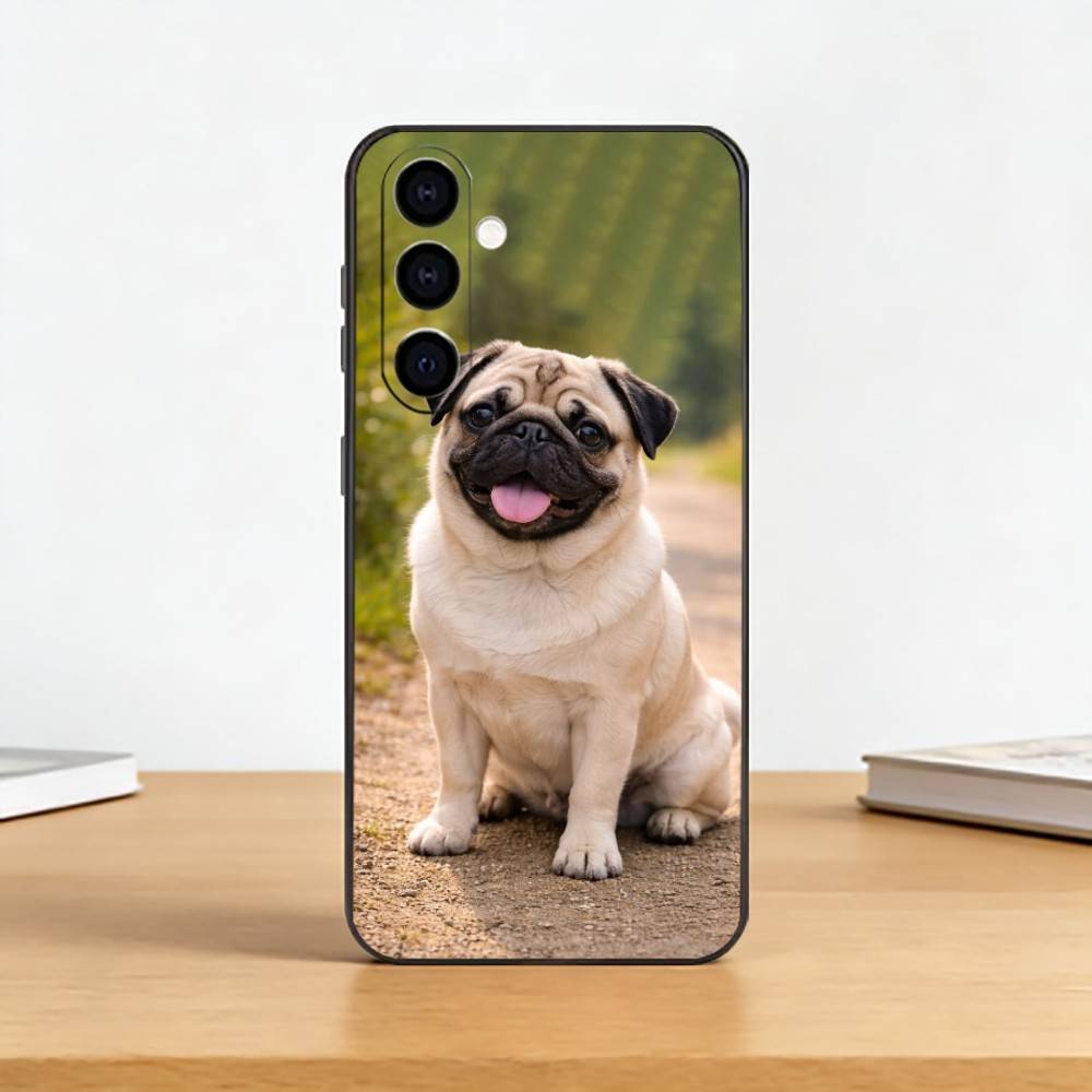 Милый Чехол-Телефон с Мопсом Для Samsung Galaxy A73, A72, A71, A70, A53, A52, A51, Другие Мягкий Черный Чехол