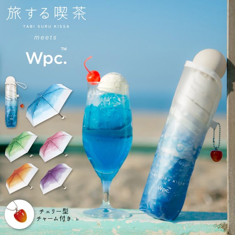 Складной зонт Traveling Cafe x Cream Soda Umbrella Mini Зеленый 50см Вишневый брелок Мороженое Фотогеничный Ретро-кафе Стильный Милый Wpc. [Виниловый зонт]