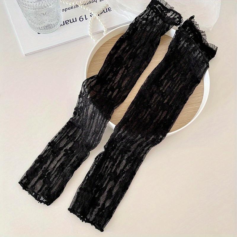 Summer Long Fingerless Gloves Women Sun Protection Sleeves Gloves Lady Thin Lace Mesh Arm Sleeve Sunscreen Uv Breathable Mittens