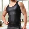 Мужской Клубный Жилет Сплошной Цвет Гладкая Поверхность Slim Fit Без Рукавов Круглый Шея Охлаждающая Дышащая Искусственная Кожа Плюс Размер Клубная Майка Мужская Одежда