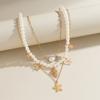 Pendant Conch Clavicle Chain Pearl Starfish Choker Vintage Shell Multilayer Necklace  Women
