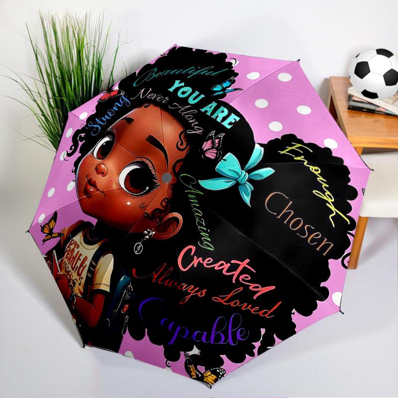 Black Princess Magic Celebration Umbrella Folding umbrella, automatic umbrella 8-Frame for Travel, camping Use Gift for Halloween Christmas